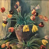 Karl Burman juunior, Tulbid, 1950, akvarell kleebitud papile
