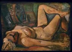 Valdur Ohakas, Lamav akt peegliga, 1960, õli, papp
