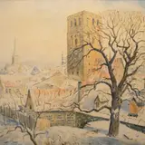 Karl Burman juunior, Tallinna vaade Niguliste kirikuga, 1958, akvarell