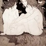 Evald Okas, Naised ja tiigrid, 1972, ofort, akvatinta