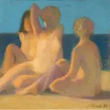 Lüüdia Vallimäe-Mark, Päevitamas, 1981, Pastell, paber