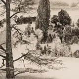 Eduard Wiiralt, Maastik Pariisi lähedal (I proovitrükk), 1936, Ofort