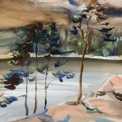 Eduard Ole, Põhjamaine maastik, 1944, Guašš, kartong