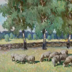Roman Nyman, Lambad koplis, 1949, Õli, lõuend
