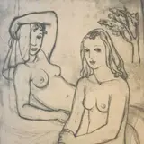 Aino Bach, Kaks naisakti, 1938, Kuivnõel, akvatinta
