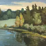 Aarne Miikmaa, Maastik järvega, 1930, õli, papp