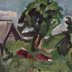 Õuel by Henn Roode, 1962, õli, papp, sold Nov 2017