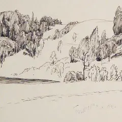 Günther Reindorff, Rõuge maastik, 1941, tint, paber