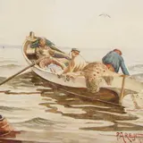 Peet Aren, Kalapüügil, 1907, akvarell
