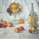 Aleksander Kulkoff, Natüürmort puuviljavaagnaga, 1920 - 1930, õli, lõuend