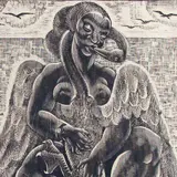 Leda by Eduard Wiiralt, 1926, puugravüür, sold Oct 2016