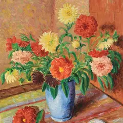 Daaliad by Kristjan Teder, 1938, õli, lõuend, sold Oct 2016