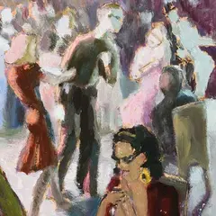 Viktor Jõgever, Kohvikus, 1940 - 1947, õli, paber