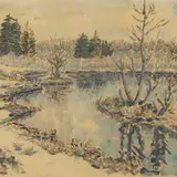 Jaan Vahtra, Kevadel (Elva motiiv), 1946, monotüüpia