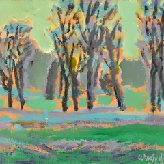 Uno Roosvalt, Kevadpuud/Spring trees, 2013, õli, lõuend