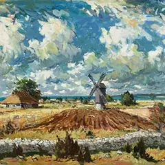 Richard Uutmaa, Atla küla Saaremaal, 1960, õli, lõuend