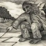 Jüri Arrak, Kiri liivale, 1985, süsi, paber