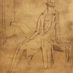Peet Aren, Istuv daam, 1927, kuivnõel