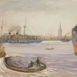 Aleksander Möldroo, Tallinna sadam, 1934, õli, papp
