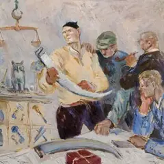 Ado Vabbe, Külapoes, 1945 - 1960, õli, papp