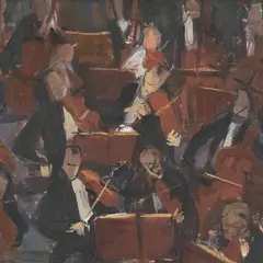 Leili Muuga, Orkester, 1965, õli, papp