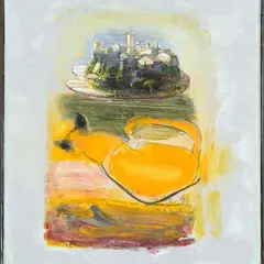 Tiit Pääsuke, Magav kollane kass (sarjast "Itaalia palett"), 2010, grafiit, akrüül paber, lõuend