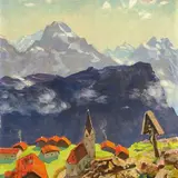 Peet Aren, Vaade Alpidest, 1940 - 1960, õli, lõuend papil