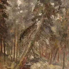 Aleksander Vardi, Maastik viltuse kuusega, 1940 - 1950, õli, papp