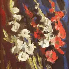 Alfred Kongo, Gladioolid, 1980, tempera, papp