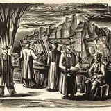 Arkadio Laigo, Pariisi bukinistid, 1937, puulõige