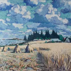 Richard Uutmaa, Rannaküla viljapõlluga, 1943, Õli, lõuend