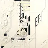 Leonhard Lapin, Arhitektooniline protsess geišaga, 1982, tušš, värv. pliiats