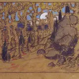 Konrad Mägi, Kuuvalgus, 1906 - 1910, pliiats, akvarell