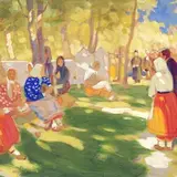 August Jansen, Surnuaiapüha, 1918, tempera, papp