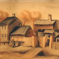 Arkadio Laigo, Tartu motiiv. Aida tänav, 1933, pastell, paber