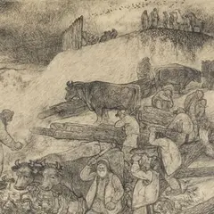 Eerik Haamer, Linnuse ehitamine, 1950 - 1955, süsi, paber