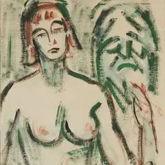 Eduard Ole, Naine maskiga, 1953, guašš, paber