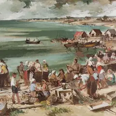 Richard Uutmaa, Rannavaade kaluritega, 1971, õli, lõuend