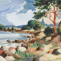 Vainopea rand by Richard Uutmaa, 1973, akvarell, sold Oct 2012