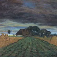 Ants Laikmaa, Talumaastik rukkihakkidega, 1913, pastell, paber