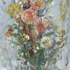 Efraim Allsalu, Lilled, 1989, õli, vineer