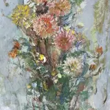 Efraim Allsalu, Lilled, 1989, õli, vineer