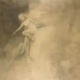 Johann Köler, Lorelei needmine munkade poolt / Cursing Lorelei by the monks, 1887, pliiats, paber (kleebitud kangale)