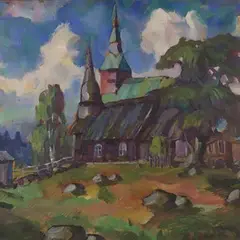 Nikolai Kull, Ruhnu kirikud, 1924, õli, papp