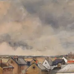 Andrus Johani, Tartu äärelinn, 1939, Akvarell, guašš, paber