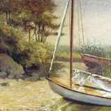 Paadid Võrtsjärve ääres by Rein Tammik, 1983, guašš, värviline pliiats, pastell, paber, sold May 2011