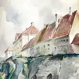 Julius Gentalen, Toompea, 1950, akvarell