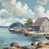Richard Uutmaa, Eisma kalasadam, 1967, akvarell, guašš