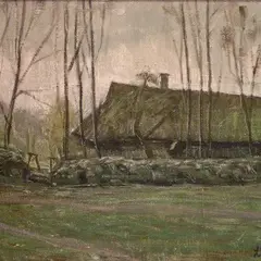 Leili Muuga, Tooma, J. Smuuli kodutalu, 1961, õli, lõuend kleebitud papile