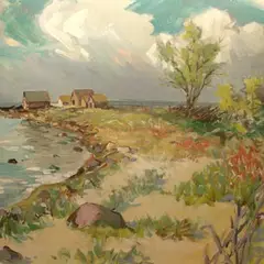 Richard Uutmaa, Altja rand, 1975, Õli, papp